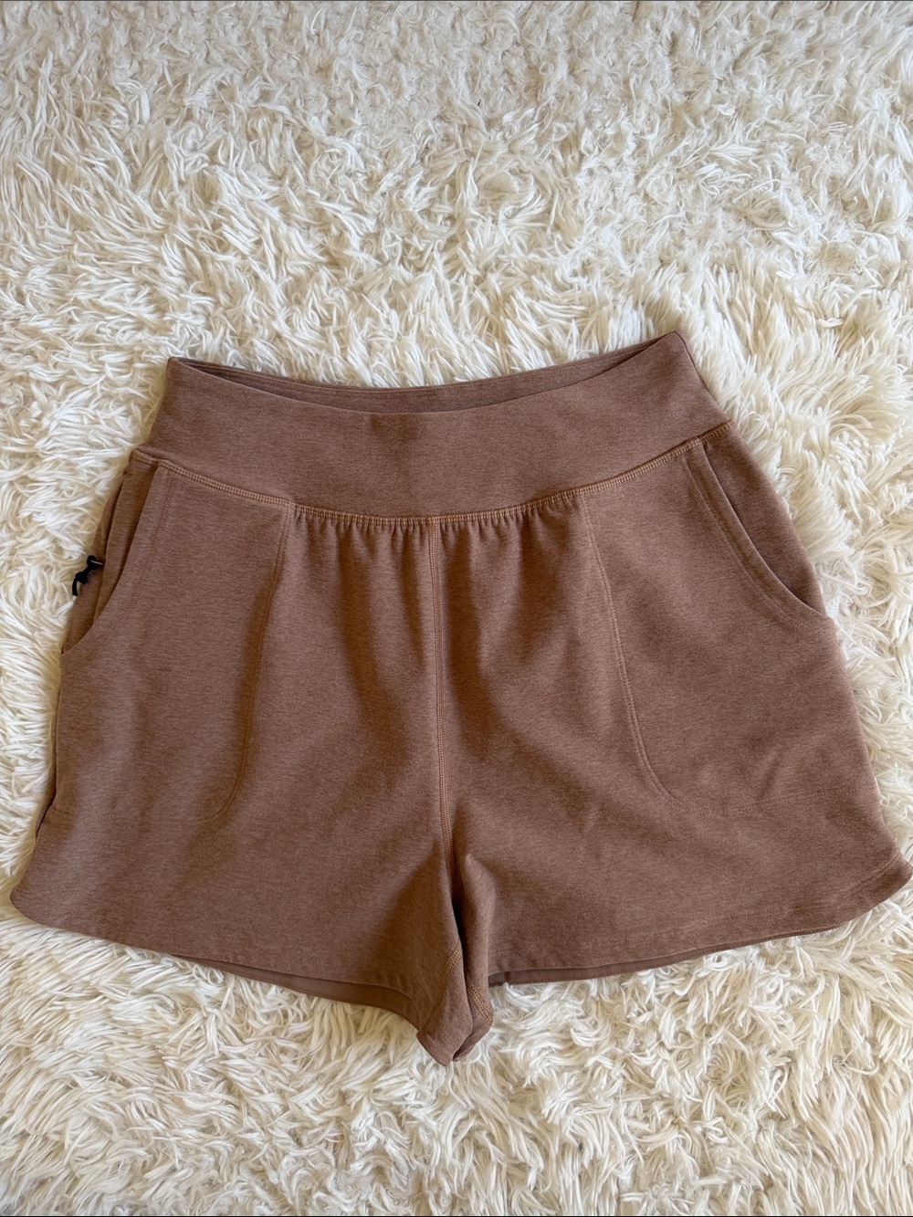 Beyond Yoga High-Waist Athletic Shorts in Mauve Brown